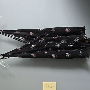 American Eagle Black Floral Boho Open Back Romper